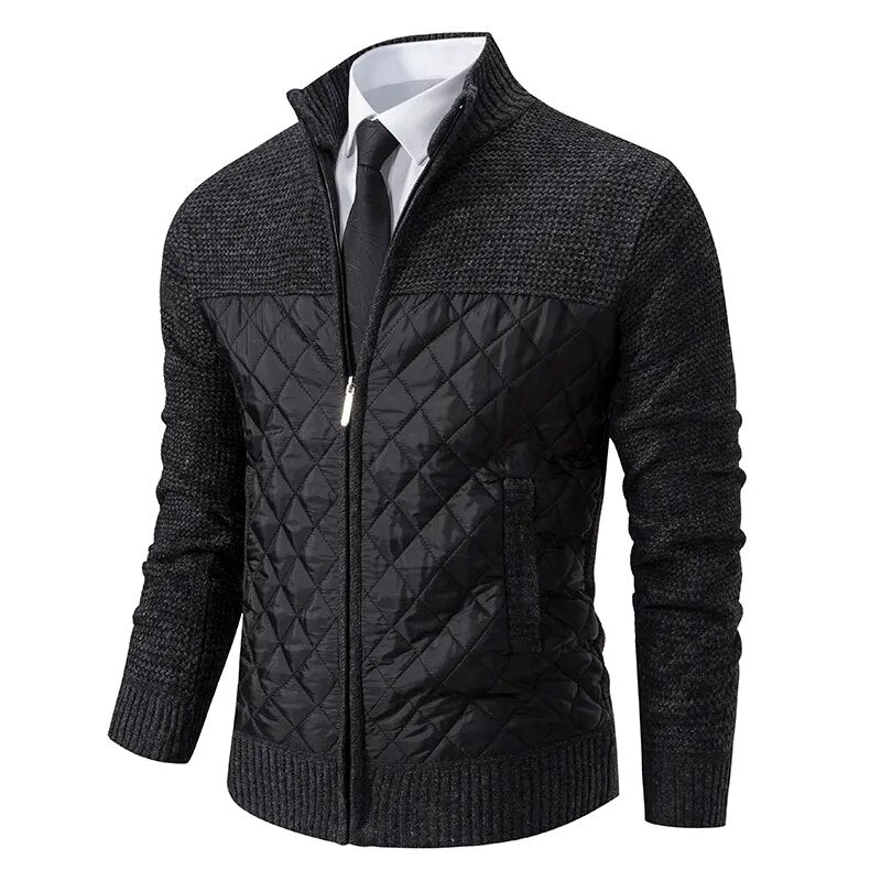 Men’s knit pullover with zip and side pockets – grey.