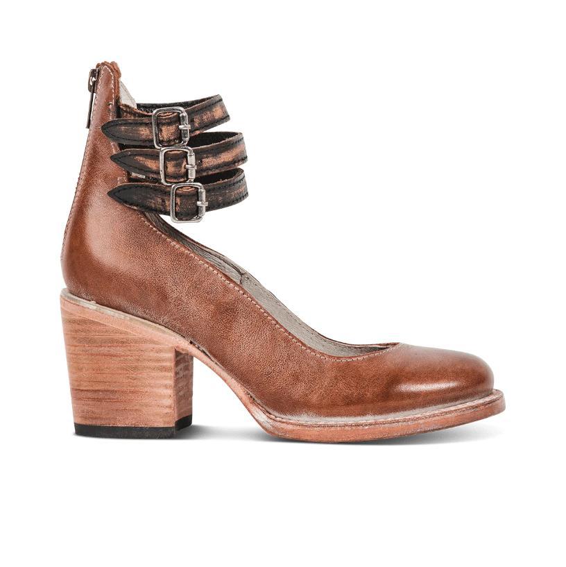 Amara women's elegant heels with a triple strap design and a sleek, modern silhouette.