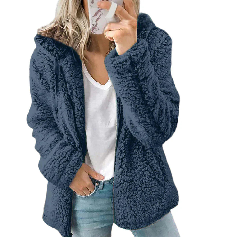 Jade women’s casual fleece jacket with relaxed fit and zip front, versatile and cozy style