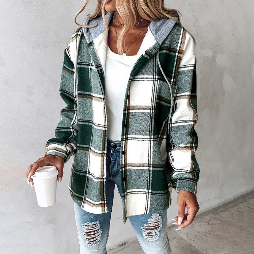 Women’s oversized textured knit cardigan with hood – long casual style