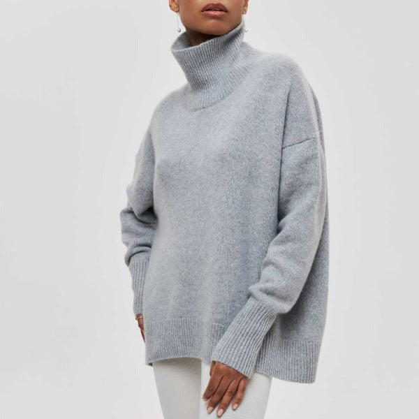 Daphne elegant textured turtleneck sweater for women with a structured silhouette.
