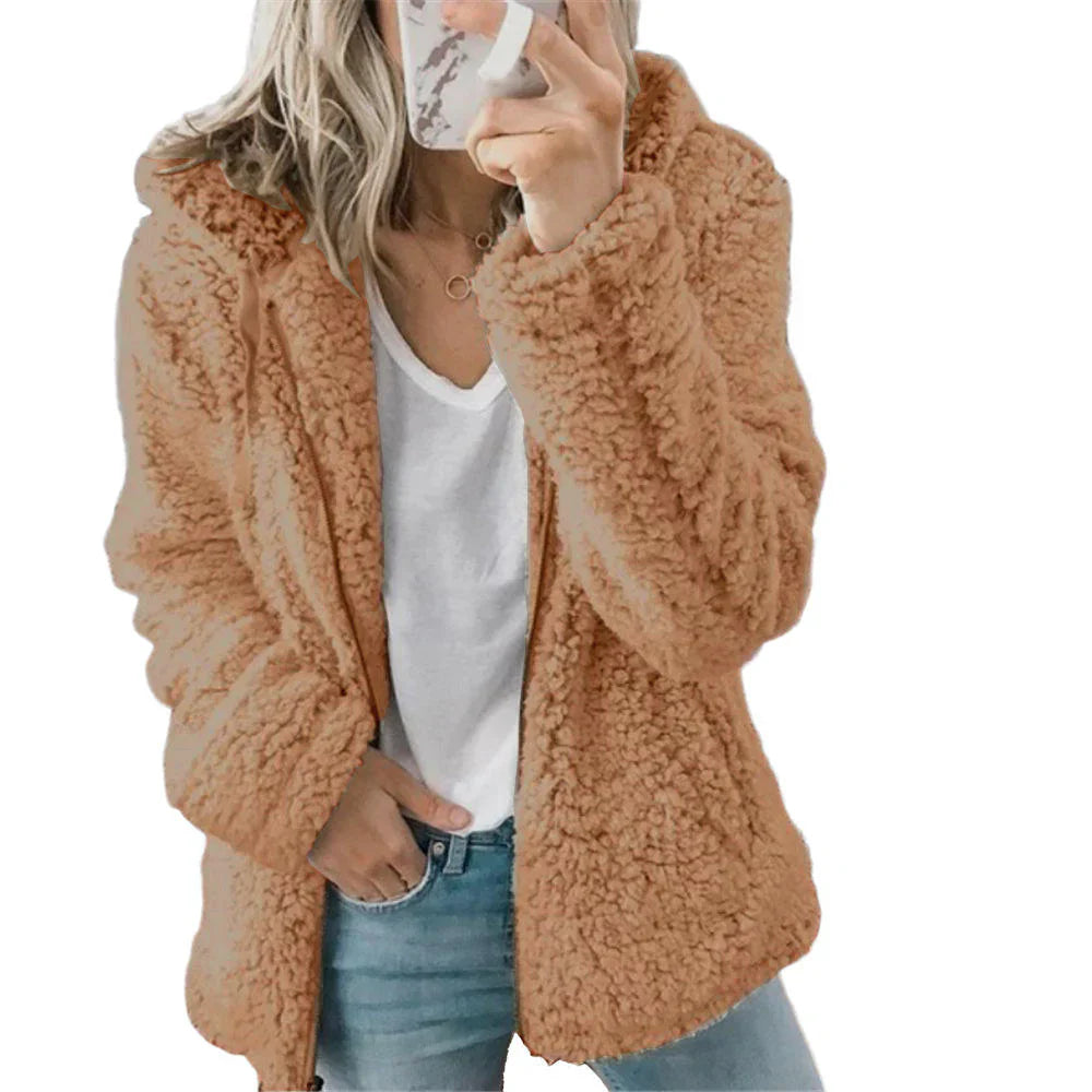 Jade women’s casual fleece jacket with relaxed fit and zip front, versatile and cozy style