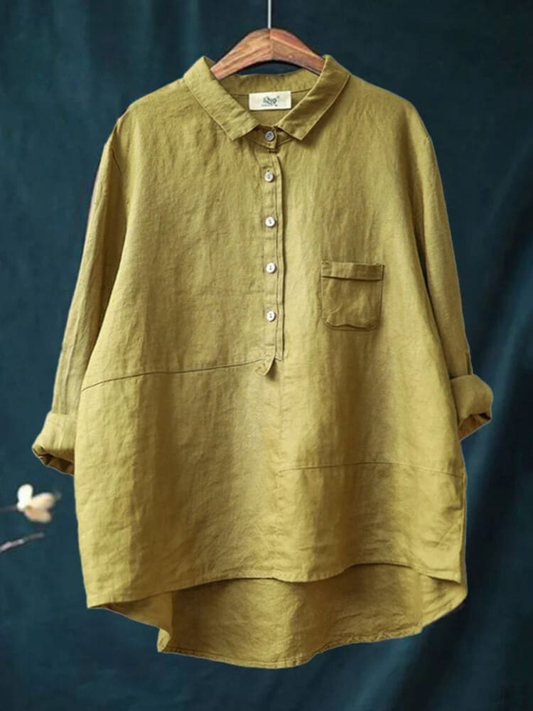 Maelis women’s loose-fit linen style shirt with airy silhouette – casual chic everyday wear