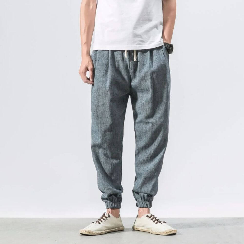 Men’s cotton-linen joggers in lightweight tapered fit – Darian