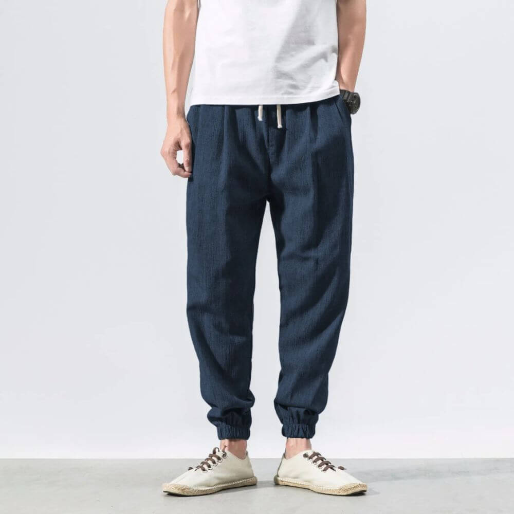 Men’s cotton-linen joggers in lightweight tapered fit – Darian