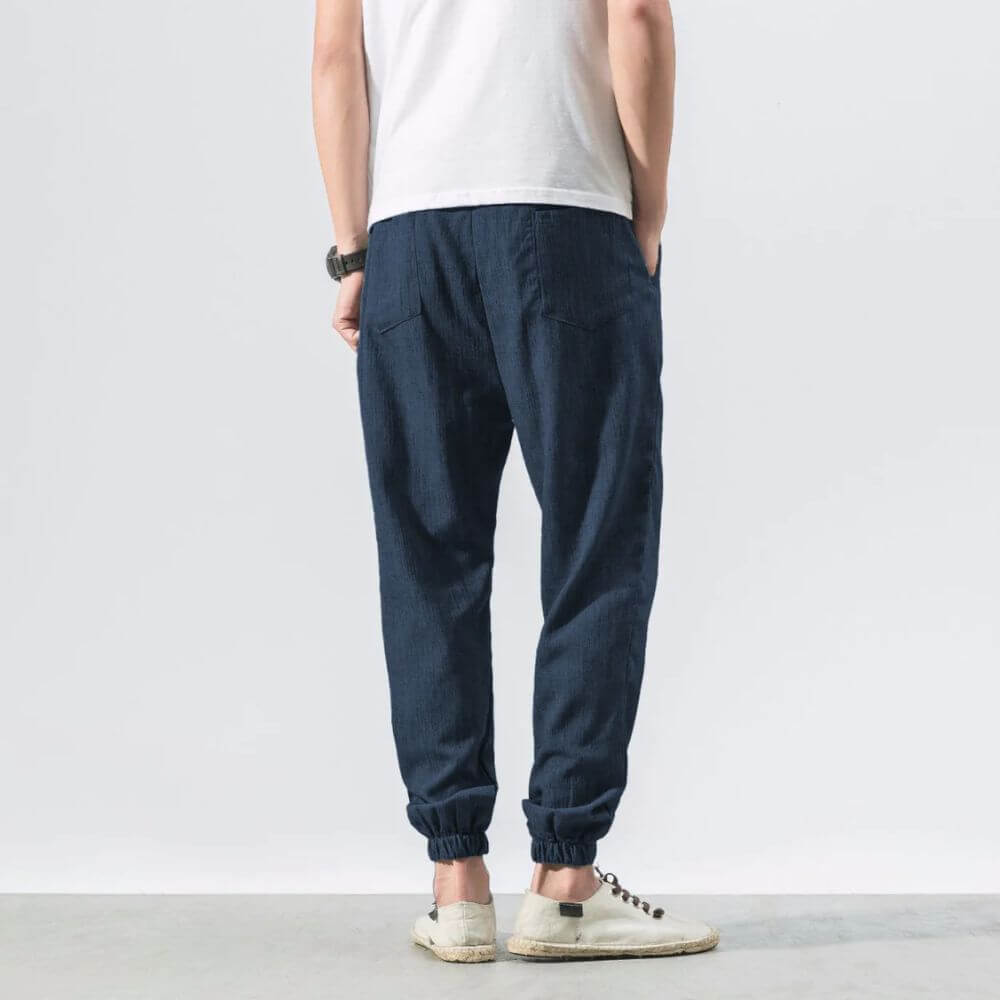 Men’s cotton-linen joggers in lightweight tapered fit – Darian