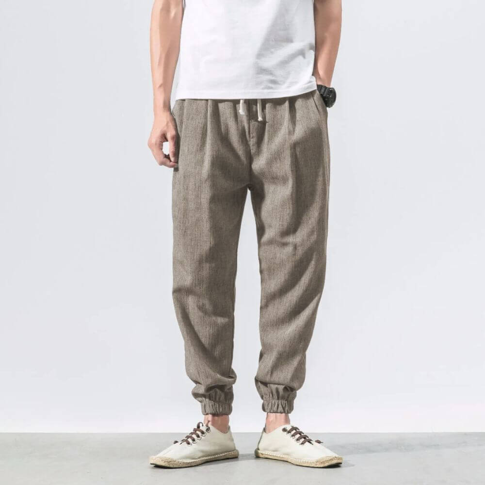Men’s cotton-linen joggers in lightweight tapered fit – Darian