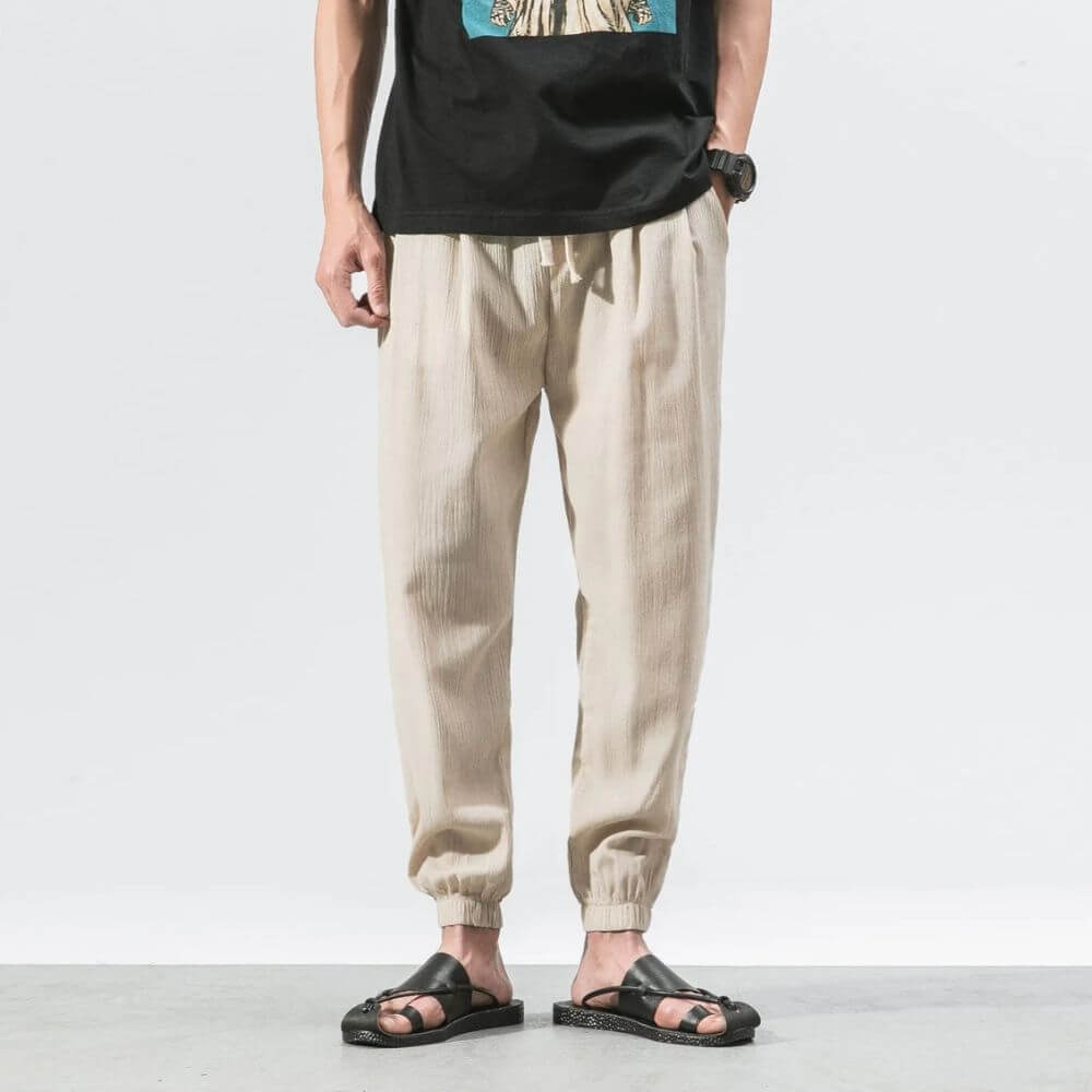 Men’s cotton-linen joggers in lightweight tapered fit – Darian