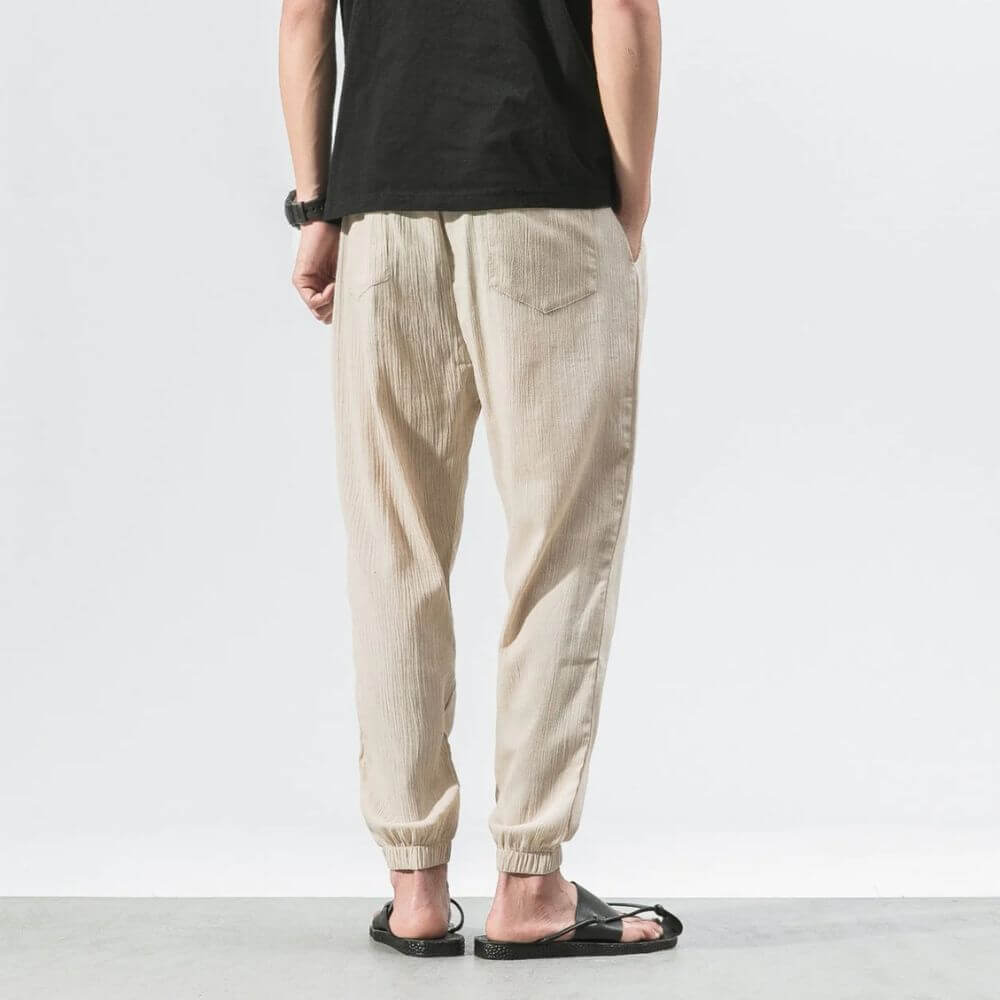 Men’s cotton-linen joggers in lightweight tapered fit – Darian