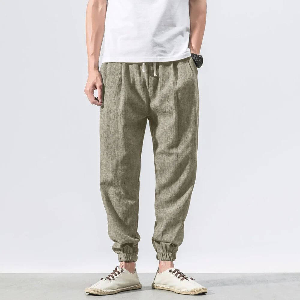 Men’s cotton-linen joggers in lightweight tapered fit – Darian