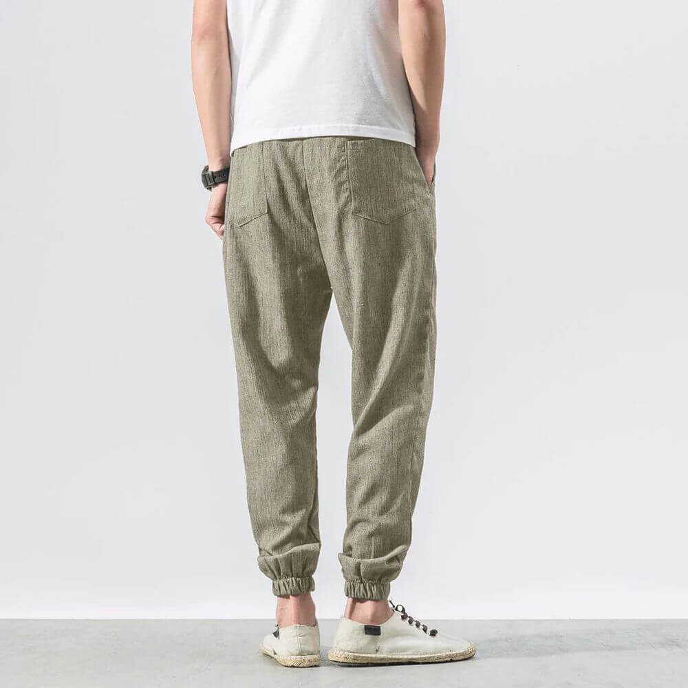 Men’s cotton-linen joggers in lightweight tapered fit – Darian