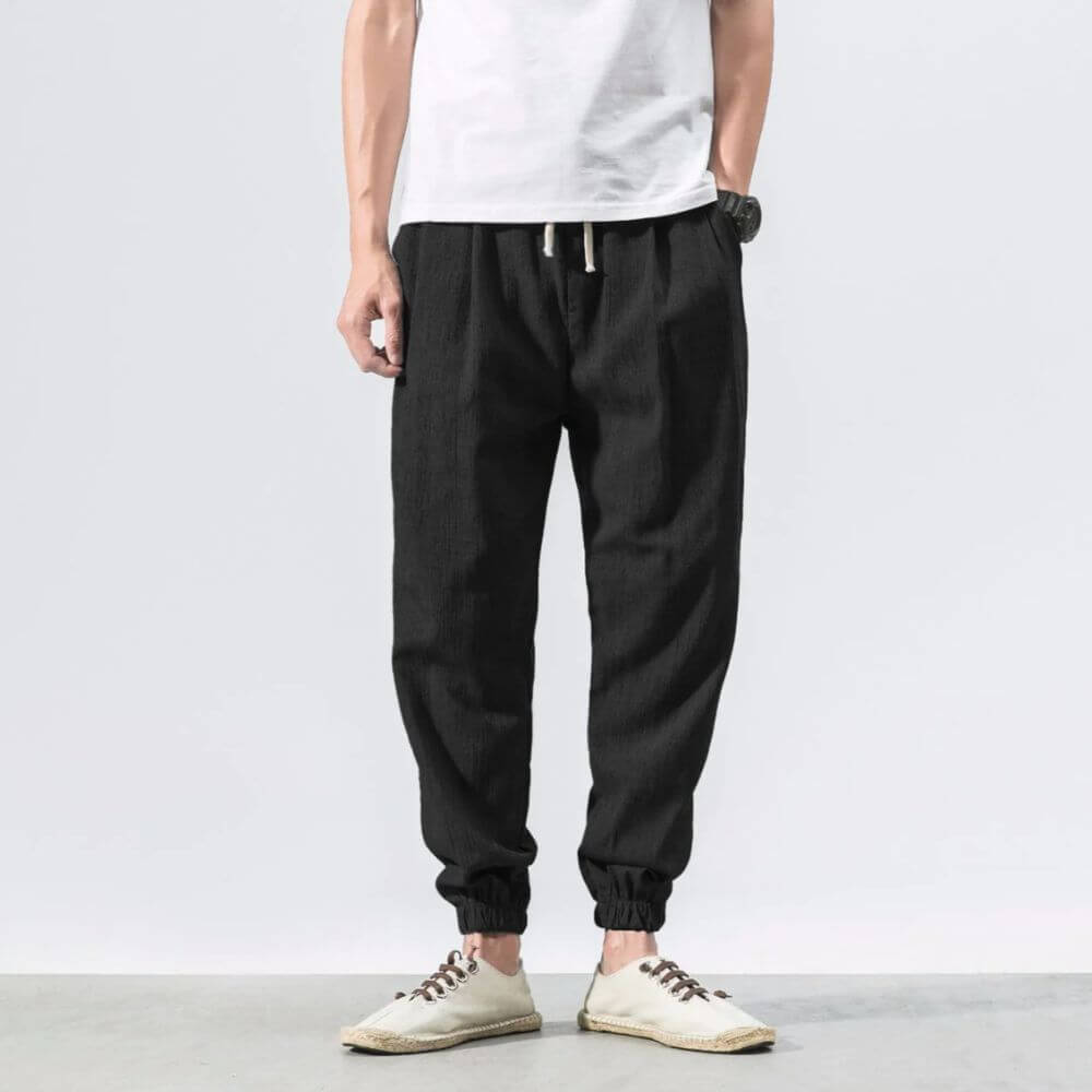 Men’s cotton-linen joggers in lightweight tapered fit – Darian