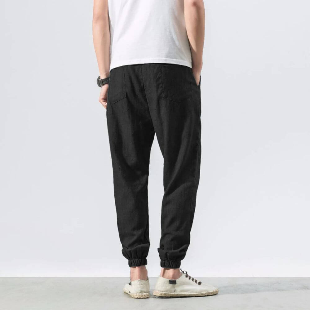 Men’s cotton-linen joggers in lightweight tapered fit – Darian