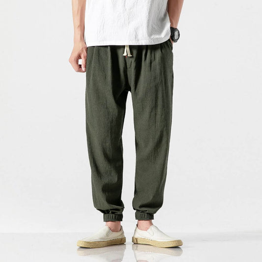 Men’s cotton-linen joggers in lightweight tapered fit – Darian