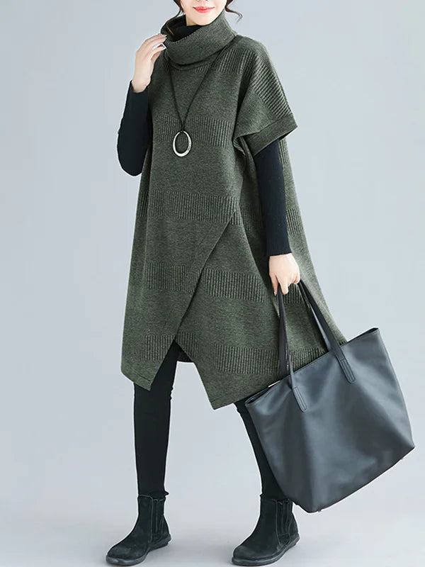 Sloane fluid women's dress with an asymmetrical high collar and a modern, relaxed fit.