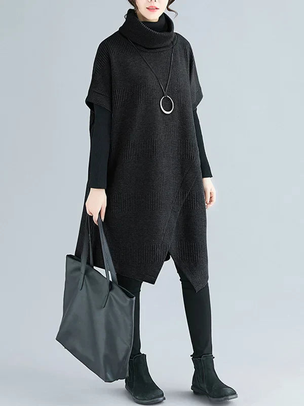 Sloane fluid women's dress with an asymmetrical high collar and a modern, relaxed fit.