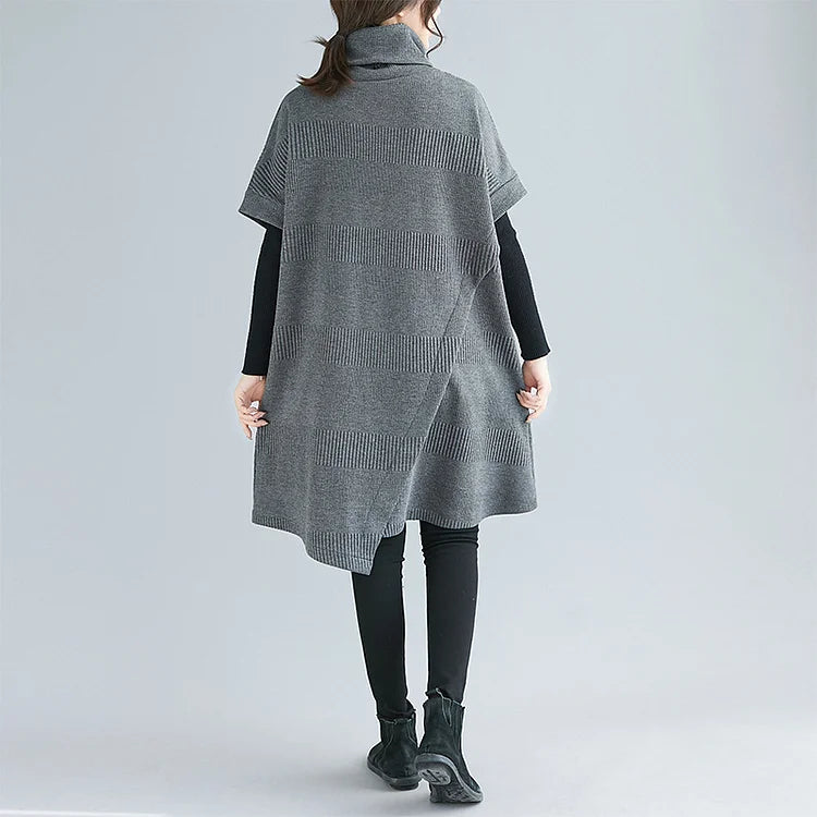 Sloane fluid women's dress with an asymmetrical high collar and a modern, relaxed fit.