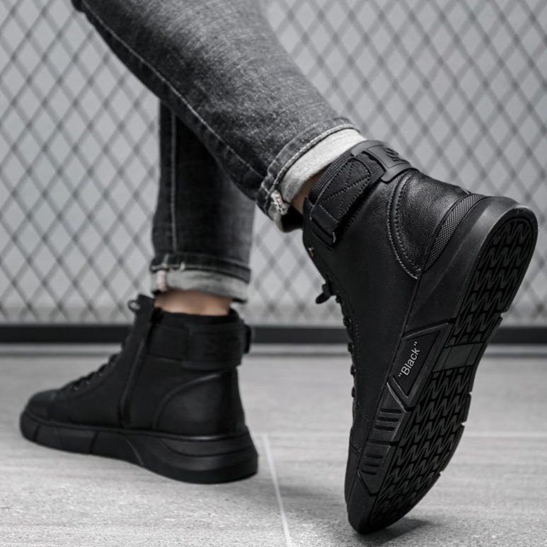 Cyrus men's faux leather boots with a streamlined shape and a sturdy sole for good support.
