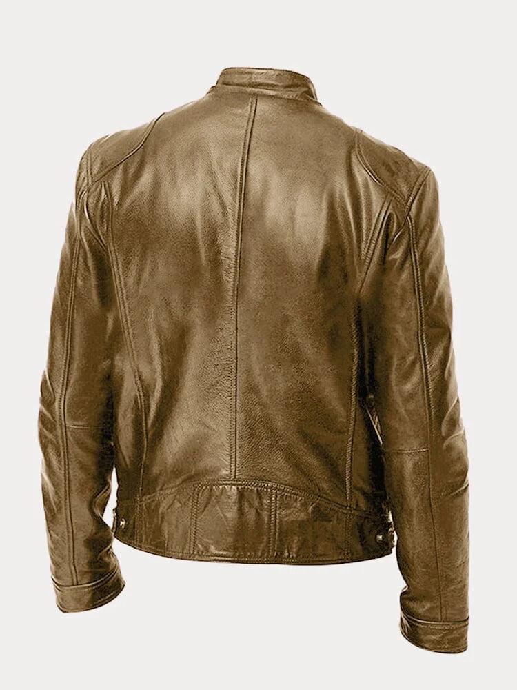 Leandro men’s biker jacket with structured collar and zippered pockets, modern urban style