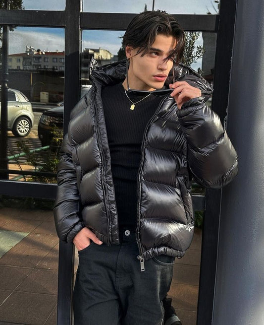 Ethan men’s padded jacket with high collar and functional pockets, warm and stylish outerwear