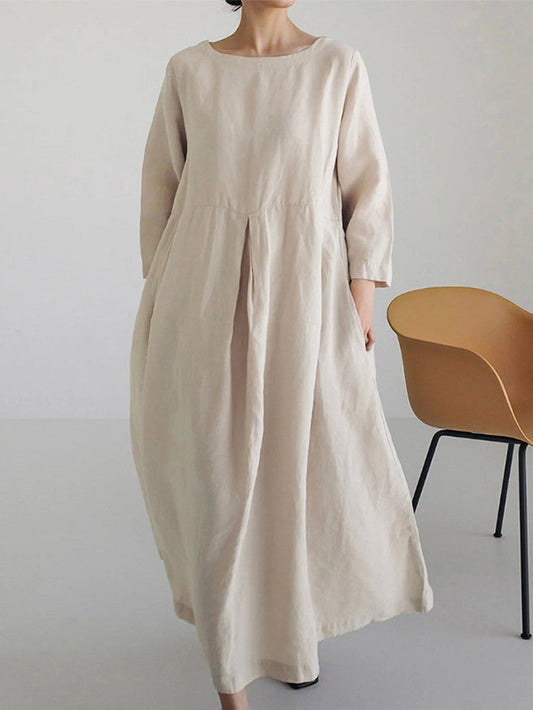 Amara oversized long women’s dress with flowing cut and side pockets
