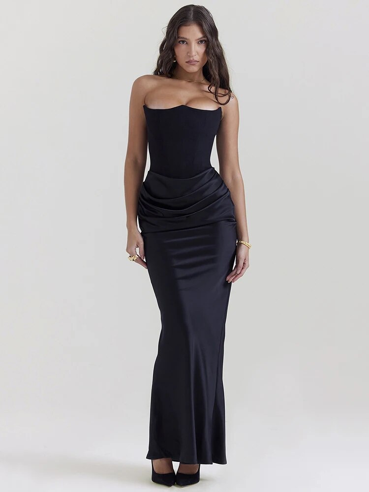 Selene women’s sleeveless corset-style maxi dress with flowing silhouette