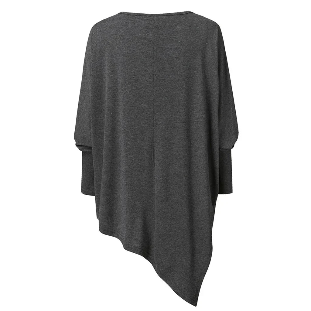 Ilania women’s asymmetrical V-drop sweater with bias hem and fluid cut – timeless knitwear for winter