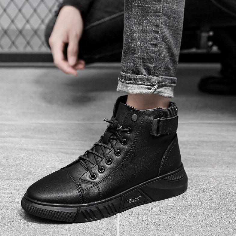 Cyrus men's faux leather boots with a streamlined shape and a sturdy sole for good support.