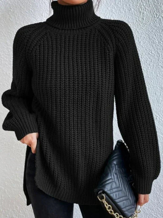 Mireille women’s knit turtleneck sweater with high collar – elegant winter knitwear piece