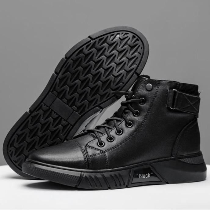 Cyrus men's faux leather boots with a streamlined shape and a sturdy sole for good support.