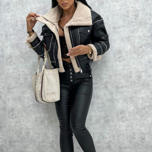 Briony zip-up short coat with modern design and elegant fit in high-quality fabric