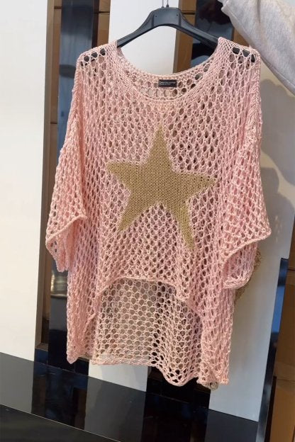 Women’s knit top with subtle star print – cosy autumn winter fashion