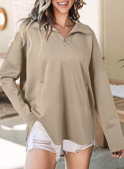 Aria women's casual zip-up sweatshirt with a hood and a relaxed, comfortable fit.