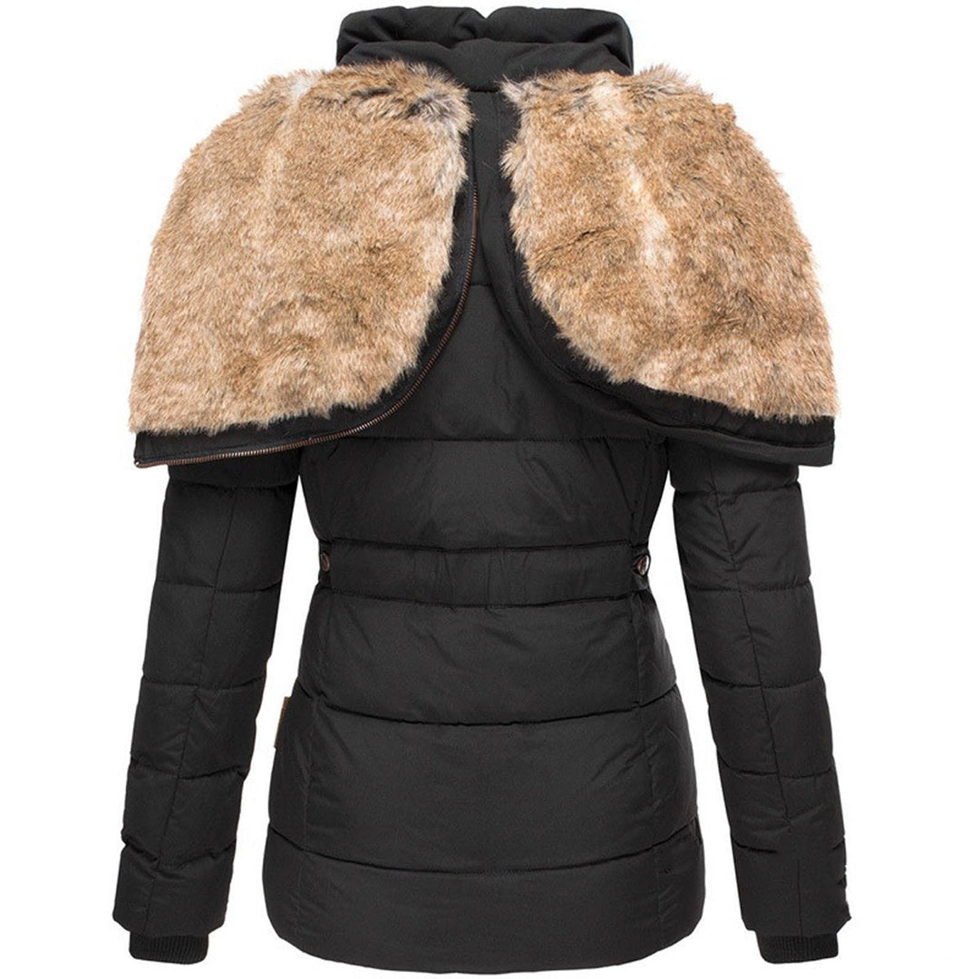 Christina women's lined coat with a long, refined silhouette and a convertible hood.
