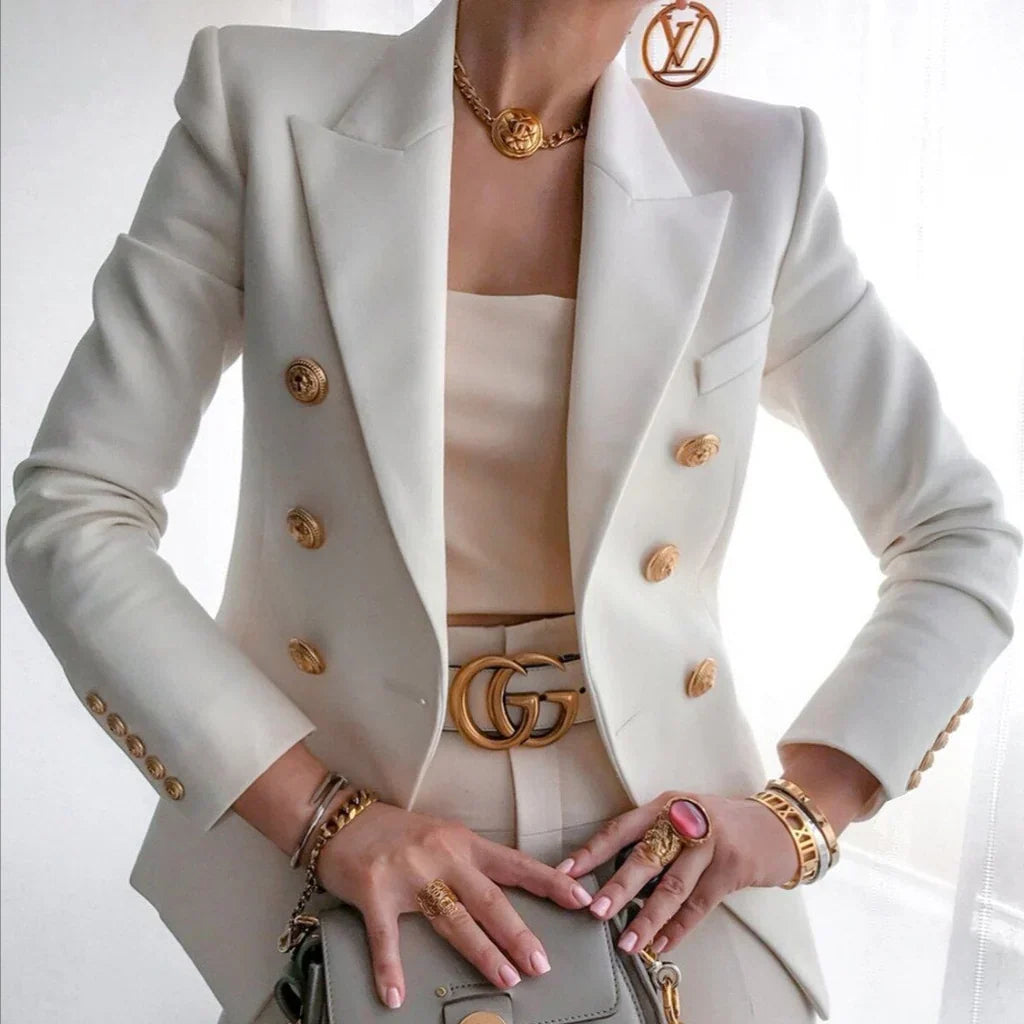 Keira elegant buttoned jacket for women with a structured silhouette and a clean, modern design.