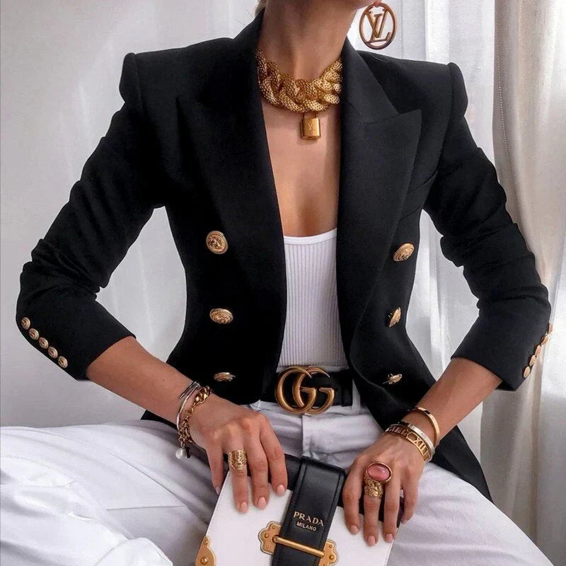 Keira elegant buttoned jacket for women with a structured silhouette and a clean, modern design.