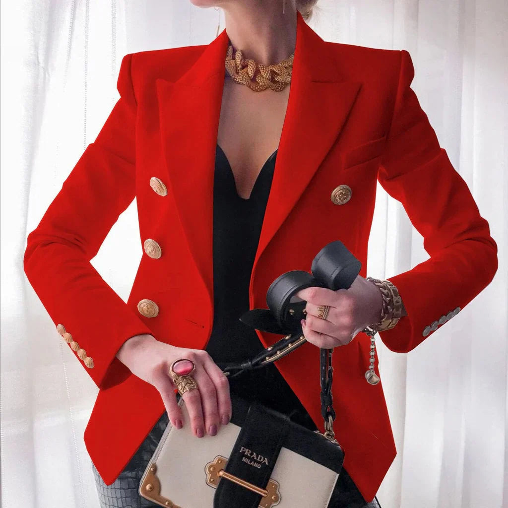 Keira elegant buttoned jacket for women with a structured silhouette and a clean, modern design.