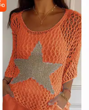 Women’s knit top with subtle star print – cosy autumn winter fashion