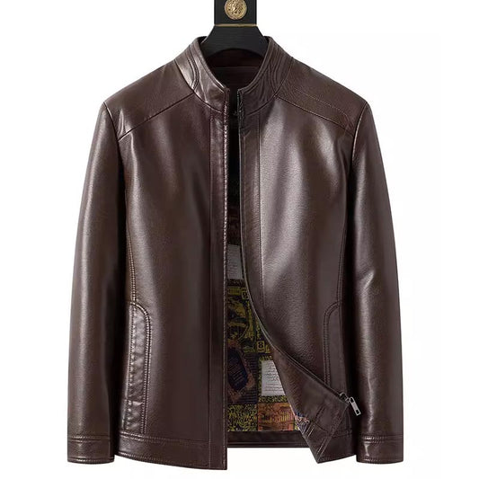 Eduardo men’s faux leather jacket with tailored fit, zip closure, and structured silhouette