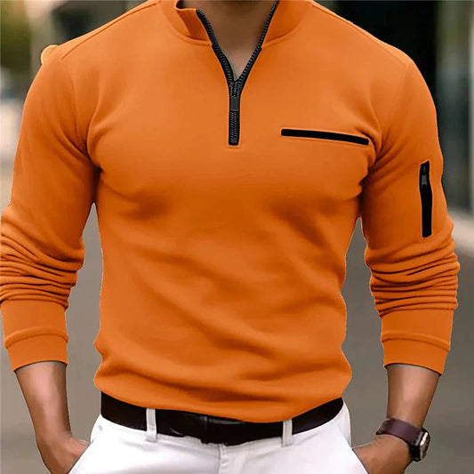 Elliot men’s zip collar polo shirt in soft-touch fabric with fitted silhouette
