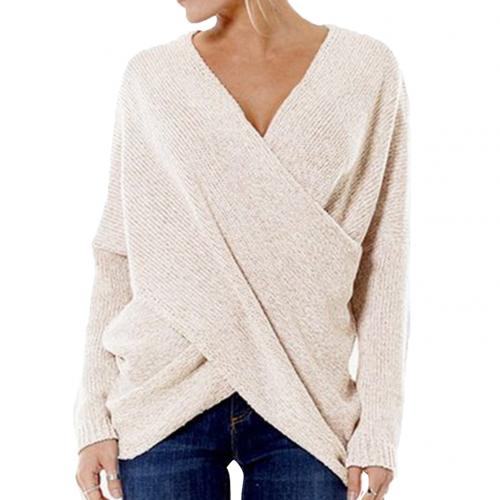 Nerina women’s casual crossed sweater with front wrap design and relaxed silhouette